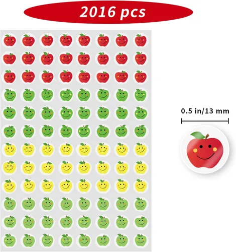 Vista 2 de Pegatinas de Manzana de 1.27 cm, Autoadhesivas para Álbum de Recortes/Artesanías DIY para Niños/Calcomanías de Recompensa para Maestros (Multicolor)