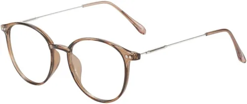 Vista 18 de Shiratori Retro Round Blue Light Blocking Glasses for Women Men, Lightweight Metal Temple Eyeglasses
