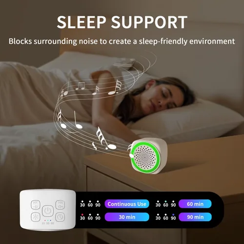 Vista 3 de Duerme mejor en cualquier lugar – Máquina portátil de ruido blanco para bebés y adultos – 26 sonidos sin bucle, máquina de sonido de sueño de viaje
