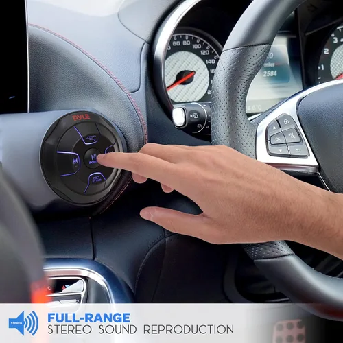 Vista 5 de Pyle Pyle PLMRBTRD1 - Controlador de audio Bluetooth inalámbrico Bluetooth con botón multimedia, receptor marino, control remoto con USB, AUX