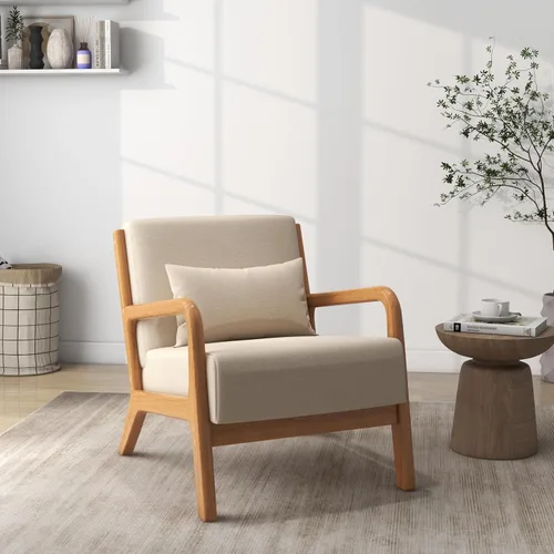 Vista 18 de Silla decorativa, sillón moderno de mediados de siglo con almohada, sofá tapizado, silla auxiliar de lectura para sala de estar y dormitorio A