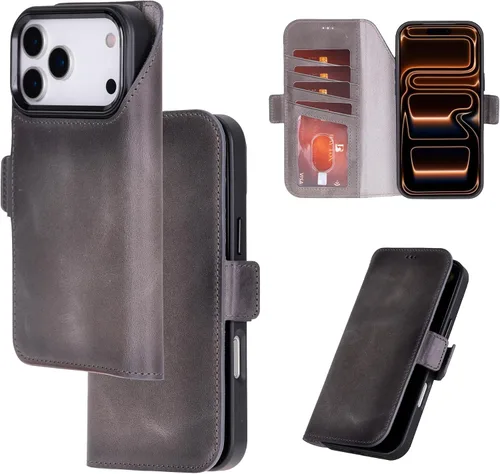 Vista 11 de Bayelon Cartera de cuero Cas para iPhone 15 Pro - Funda con tapa abatible, funda tipo cartera para iPhone 15 Pro, funda tipo cartera, función atril