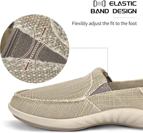 Vista 4 de Zapatos sin cordones para hombre, mocasines de lona con soporte de arco, zapatos ortopédicos casuales para fascitis plantar, zapatos para caminar