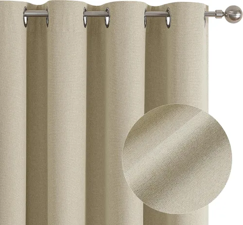 Vista 103 de ChrisDowa Cortinas 100% Opacas de Abedul Sólido de 45 Pulgadas de Largo, 2 Paneles para Dormitorio y Sala de Estar, Estilo Granja Oscurecedoras