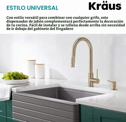 Vista 7 de Dispensador de Jabón y Loción de Cocina Kraus en Oro Cepillado, KSD-43BG