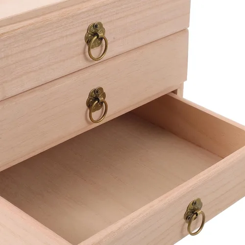 Vista 3 de Vintage Wooden Tea Storage Drawer Cabinet with 3 Compartments