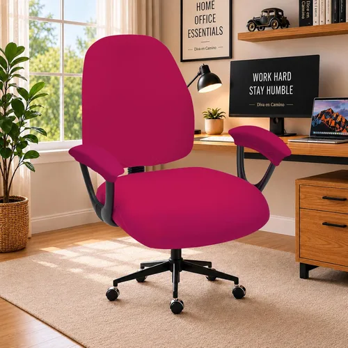 Vista 23 de Fundas elásticas resistentes al agua para sillas de computadora - Protectores lavables para respaldo giratorio y asiento para mascotas - Negro