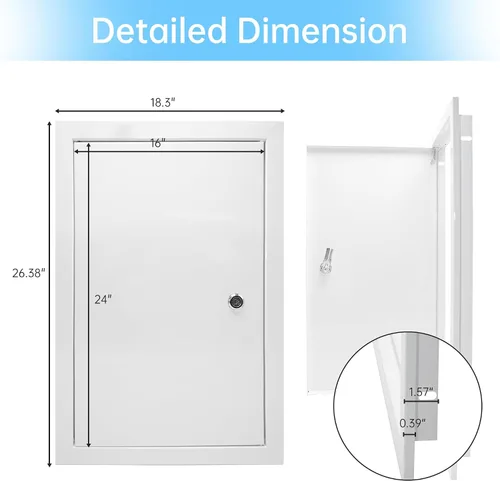Vista 2 de Panel de acceso de yeso de 1,2 mm de espesor, puerta de acceso de 16 x 24 pulgadas con cerradura y llave, panel de acceso de pared resistente