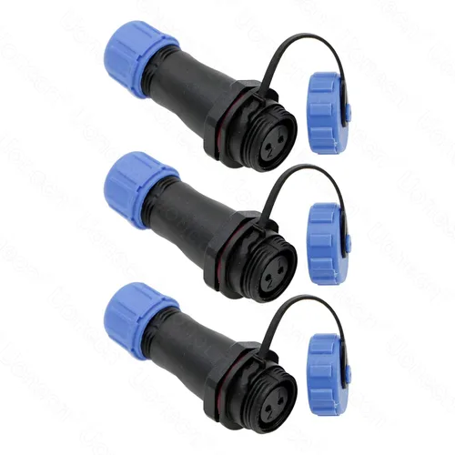 Vista 2 de Uonecn SP13 IP68 Impermeable 2 Pin LED Conectores de Alta Potencia 2 Pin Enchufe de Alimentación Kit Circular Kit Macho Enchufe Hembra Socket 5 Sets