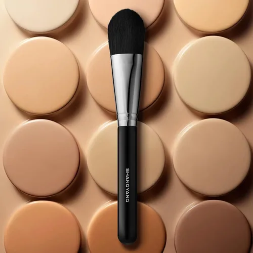 Vista 7 de Brocha de base para líquido, brocha de maquillaje de base plana para crema líquida, base de polvo, mezcla vegana, herramienta de maquillaje Brocha