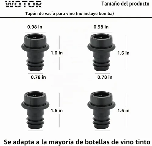 Vista 6 de WOTOR Tapones de vino al vacío, protector y conservador de vino de silicona Negro