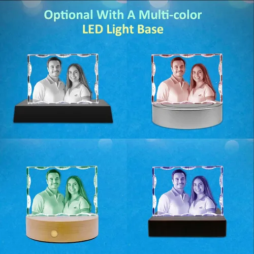 Vista 4 de HAN'S LASER Foto de cristal 3D personalizada, rectangular dentada, para el día de San Valentín, aniversario, cumpleaños, regalos para parejas