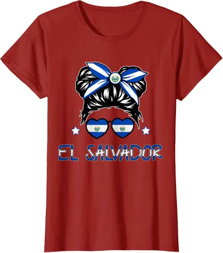 Vista 53 de Camiseta de El Salvador para Niñas Bandera Patrimonio Hispano Salvadoreño