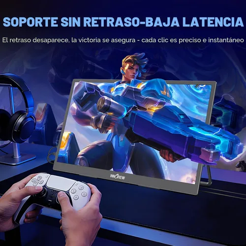 Vista 5 de InnoView Monitor portátil 2K para laptop de 18.5 pulgadas, 2560 x 1440p, QHD 120Hz, 100% sRGB, USB-C, HDMI, estándar, HDMI, segunda pantalla