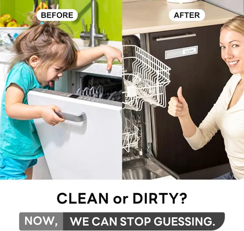 Vista 2 de Imán magnético para lavavajillas Clean Dirty de KitchenTour, imán de acero inoxidable premium Clean Dirty para lavavajillas, divertido, imán fuerte