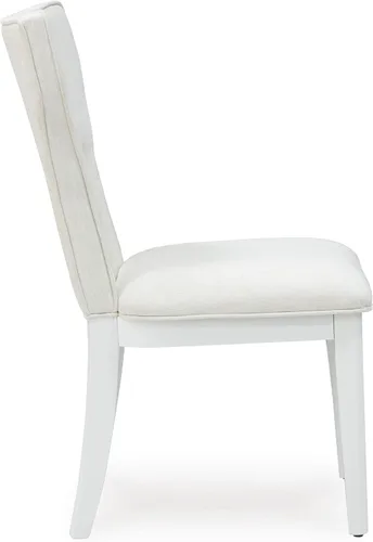 Vista 7 de Signature Design by Ashley Chalanna - Silla de comedor, juego de 2, respaldo moderno con corte glamuroso, marco de madera maciza con asiento Blanco