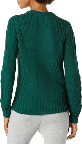 Vista 2 de Tienda Essentials Suéter trenzado 100% algodón con cuello redondo para mujer