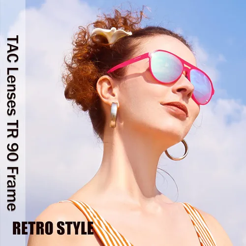 Vista 2 de Lentes de sol ligeros TAC polarizados, clásicos, vintage, retro de los años 70, marco TR-90 para mujeres y hombres, protección UV 400