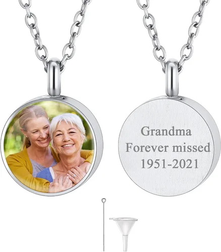 Vista 129 de FindChic Collares personalizados con urna para cenizas, barra vertical, gato, luna, reloj de arena, garra de perro, acero inoxidable, chapado en oro