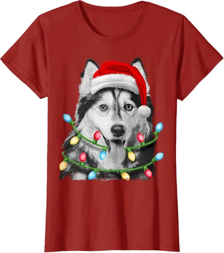 Vista 43 de Camiseta para niños con diseño de hachís siberiano con luces de árbol de Navidad Negro