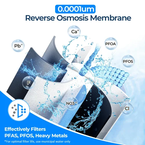 Vista 3 de Ecoviva - Filtro de agua de ósmosis inversa de 600 GPD, sistema de filtración de agua RO de 8 etapas debajo del fregadero, cumple con NSF/ANSI 58