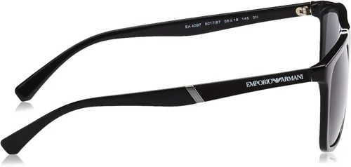 Vista 3 de Emporio Armani Gafas de sol redondas de moda para hombre, negro brillantegris , talla única