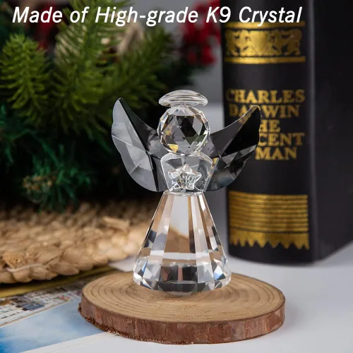 Vista 2 de Colección de figuras de ángel de cristal, bonito adorno de cristal, estatua para decoración del hogar, mesa de animales, regalo coleccionable