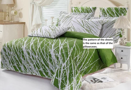 Vista 2 de Swanson Beddings Tree - Juego de sábanas de 4 piezas, 100% algodón: sábana bajera, sábana encimera y un par de fundas de almohada