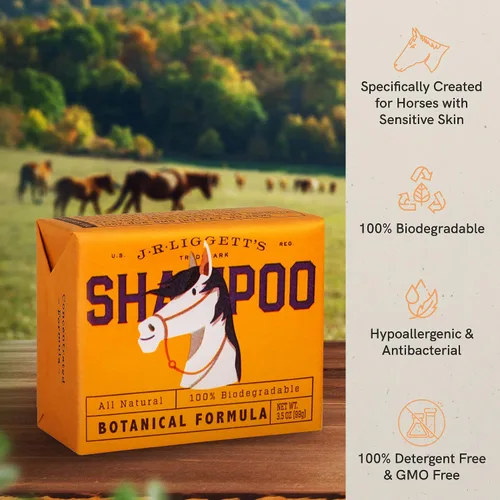 Vista 6 de J.R.LIGGETT'S - Barra de champú botánico de caballo para pieles sensibles, 100% libre de detergentes, sin OMG y biodegradable, fórmula