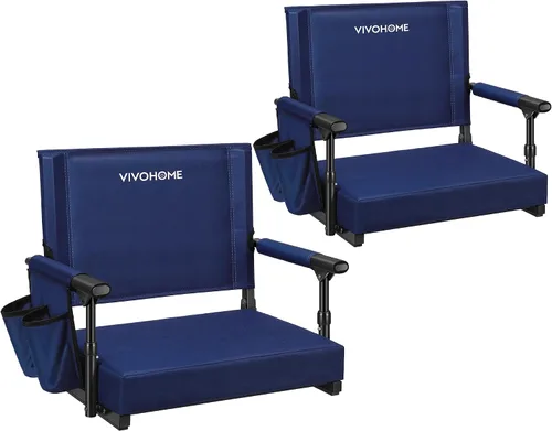 Vista 11 de VIVOHOME Stadium Seats with Back Support, Bleacher Chair for Sports Events Foldable, Easy To Carry, Adjustable Length Shoulder Strap, Two Cup
