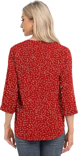 Vista 5 de VIISHOW Blusas casuales de gasa para mujer, manga 34, cuello en V, blusa holgada