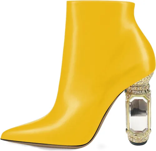 Vista 53 de FSJ Botas de tacón alto con punta puntiaguda para mujer, con tacón alto, con cremallera lateral brillante, estilo casual, para uso diario, zapatos