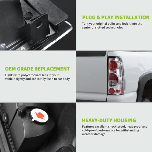 Vista 5 de AUTOSAVER88 Conjunto de Luces Traseras Compatible con Chevy Silverado 1999-2006 1500 2500 3500/2007 Silverado con Estilo de Carrocería