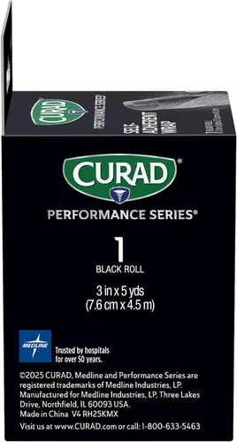 Vista 4 de CURAD Performance Series - Envoltura atlética autoadherente, color negro, 3 pulgadas x 5 yardas, soporte de compresión para lesiones deportivas