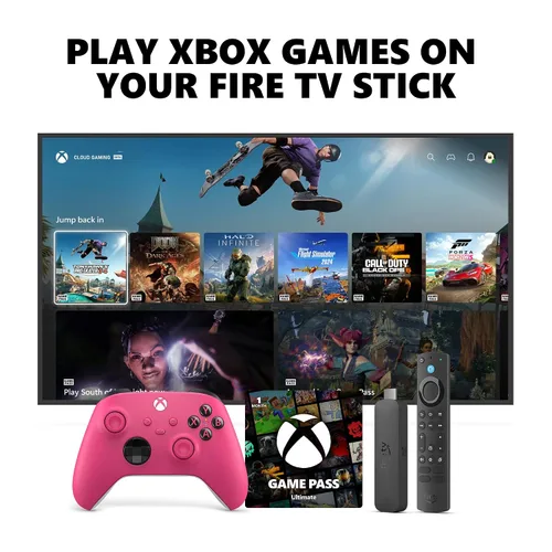 Vista 18 de Xbox Wireless Controller (2025) Carbon Black + Fire TV Stick 4K Game Pass Ultimate 1 Month - Gaming Bundle, Windows, Mobile & Smart TVs