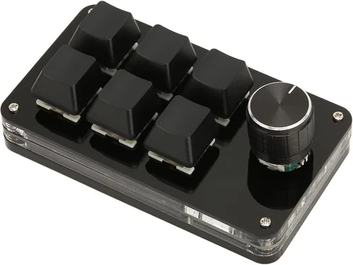 Vista 9 de Mini teclado mecánico de 6 teclas para juegos con una mano, teclado programable USB DIY, teclado programable OSU para juegos y oficina