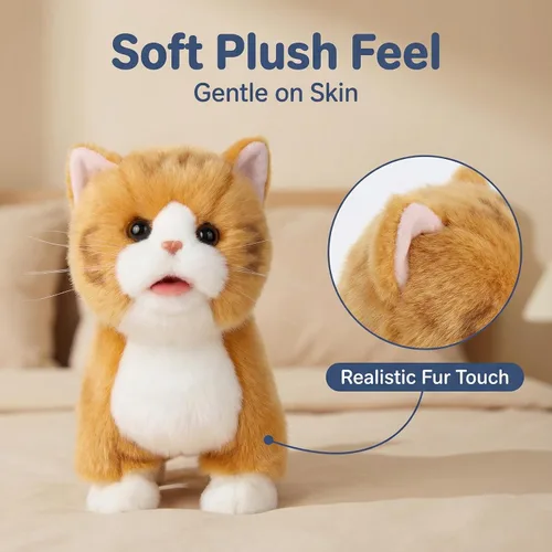 Vista 6 de CU-MATE Juguetes eléctricos de peluche de 12 pulgadas, juguete electrónico de peluche para gato, robot interactivo, juguete interactivo