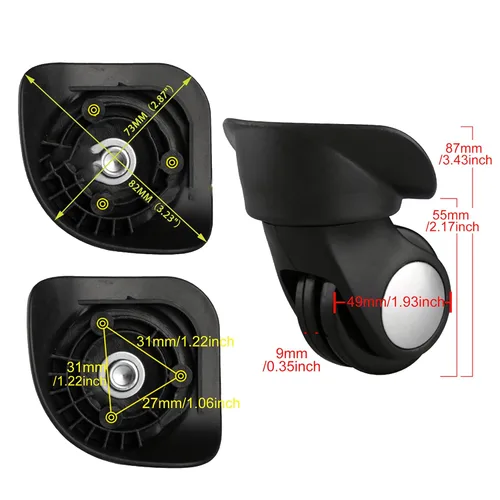Vista 4 de BQLZR Maleta Rueda Giratoria Ruedas de Equipaje Repuesto Repuesto 3.43" W024 Negro Izquierdo Kit para Equipaje wTornillo