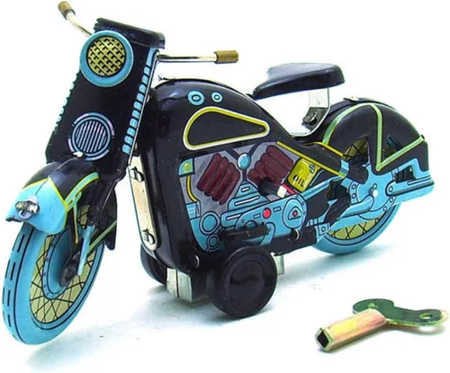Vista 6 de Charmgle Retro Wind-Up - Juguete de colección para adultos, accesorios de fotografía de juguete de motocicleta, decoración de juguetes de lata