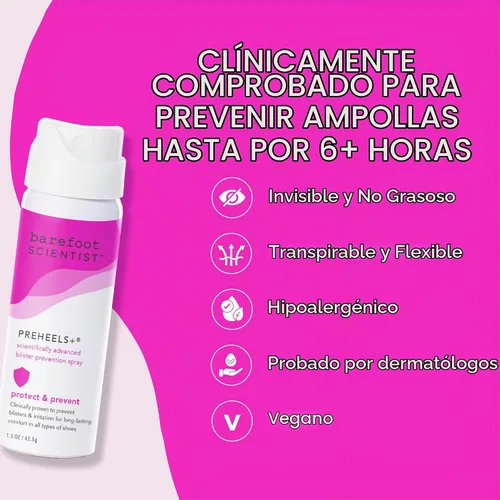 Vista 4 de Barefoot Scientist PreHeels+ Spray de prevención de ampollas, innovadora barrera protectora invisible contra ampollas