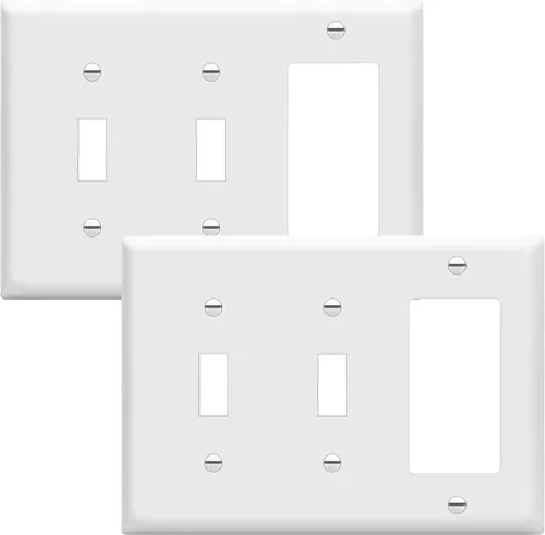 Vista 8 de ENERLITES - Placa de pared combinada para interruptor de triple palanca, 2 interruptores de palanca/1 interruptor decorativo, tamaño estándar 3