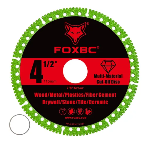 Vista 5 de FOXBC Discos de corte multimaterial indestructibles de 4-1/2 pulgadas para amoladoras angulares, eje de 7/8" - Paquete de 3