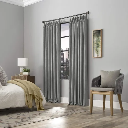 Vista 5 de Scott Living Delton - Panel de cortina semitransparente de 100 % algodón lavado a la piedra, 52 x 84 pulgadas, gris Pecan
