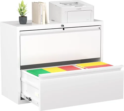 Vista 12 de Greenvelly Archivador Vertical de 18" D, Gabinete de 2 Cajones con Cerradura para Oficina en Casa, Metal Negro para Colgar Carpetas