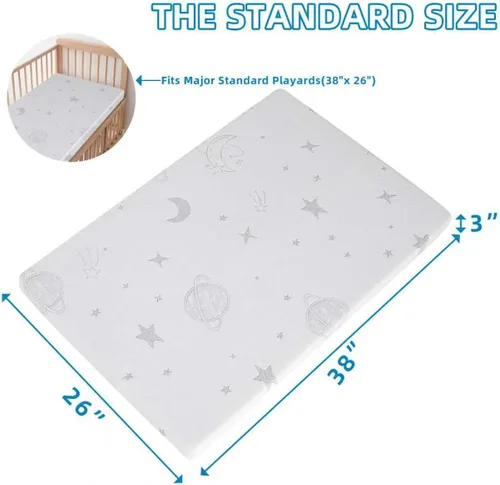 Vista 3 de Pack and Play - Protector de colchón de 38 x 26 x 3 pulgadas, doble cara Pack n Play con funda suave, transpirable y lavable