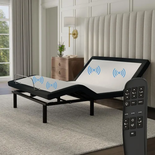 Vista 12 de Blissful Nights Split King e4 Marco de Base de Cama Ajustable con Gravedad Cero, Masaje, Anti-Ronquidos, Carga USB Dual, Luz Nocturna Debajo