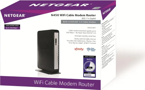 Vista 5 de NETGEAR N450-100NAS (8x4) WiFi DOCSIS 3.0 Cable Modem Router (N450) Certificado para Xfinity de Comcast, Spectrum, Cox, Cablevision y más
