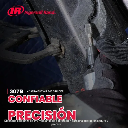 Vista 4 de Ingersoll Rand 307B 1/4" Amoladora neumática con troquel recta, 28,000 RPM, 0.25 HP, construcción de rodamiento de bolas, bloqueo de seguridad