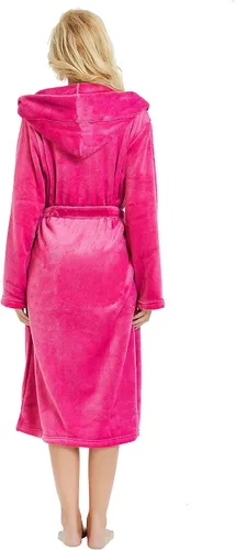 Vista 92 de HEARTNICE Bata de forro polar con capucha para mujer, bata de baño suave para mujer, bonito abrigo largo para casa