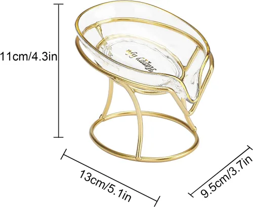 Vista 4 de Jabonera de barra autodrenante, bandeja de jabón decorativa para baño con marco de hierro dorado, caja de jabón creativa para baño, fregadero